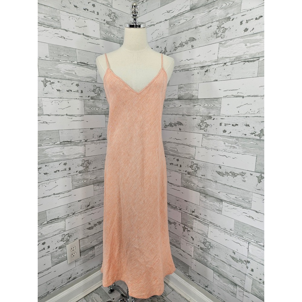 Wilfred Aritzia Orange Melange Midi Slip Dress V-Neck Adjustable Straps Size L